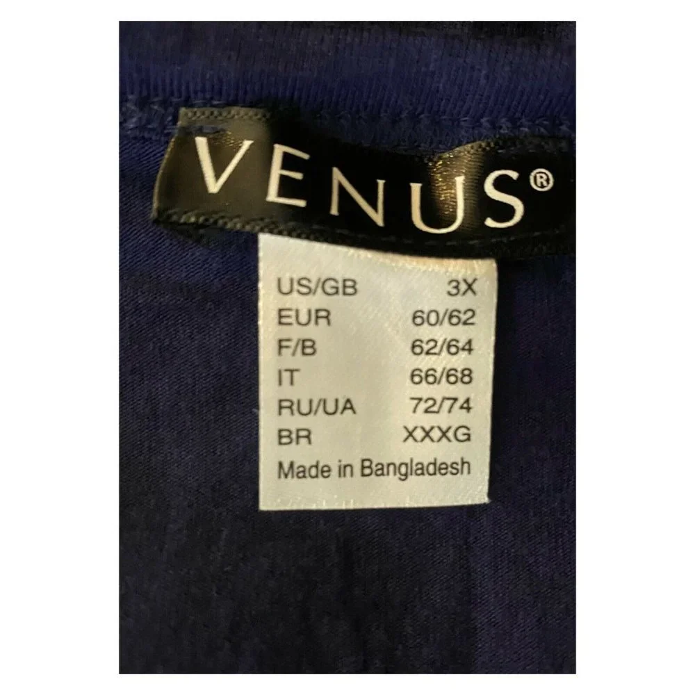 Venus Sleeveless Racerback Scoop Neck Ruched Oxford Blue Knit Maxi Dress Size 3X - Picture 6 of 7